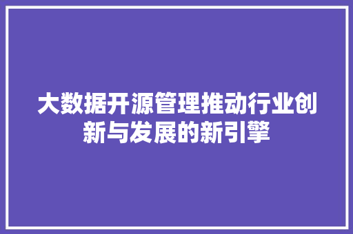 大数据开源管理推动行业创新与发展的新引擎