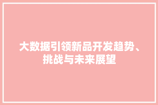 大数据引领新品开发趋势、挑战与未来展望 电脑故障维修