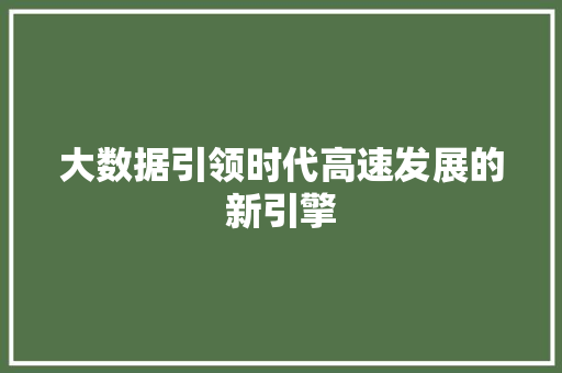 大数据引领时代高速发展的新引擎 网络技术