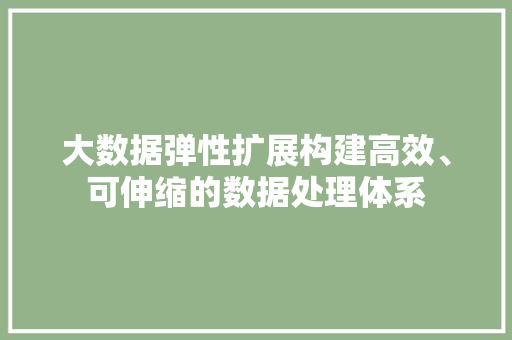 大数据弹性扩展构建高效、可伸缩的数据处理体系 大数据弹性扩展构建高效、可伸缩的数据处理体系