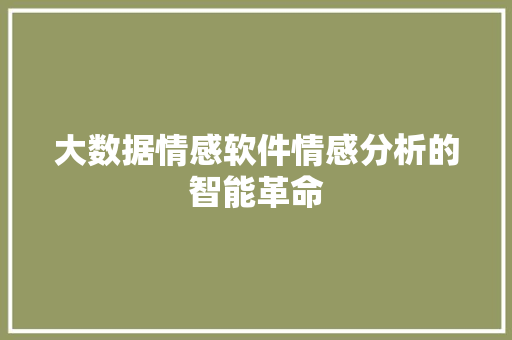 大数据情感软件情感分析的智能革命 大数据情感软件情感分析的智能革命