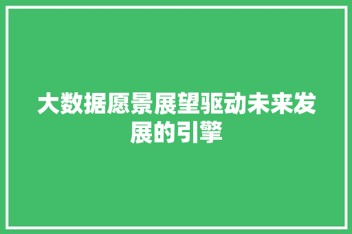 大数据愿景展望驱动未来发展的引擎 大数据愿景展望驱动未来发展的引擎