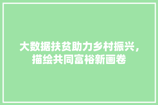 大数据扶贫助力乡村振兴，描绘共同富裕新画卷