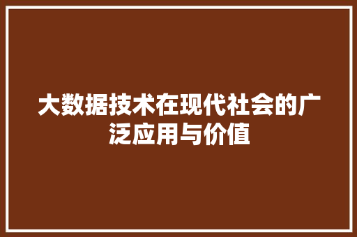 大数据技术在现代社会的广泛应用与价值