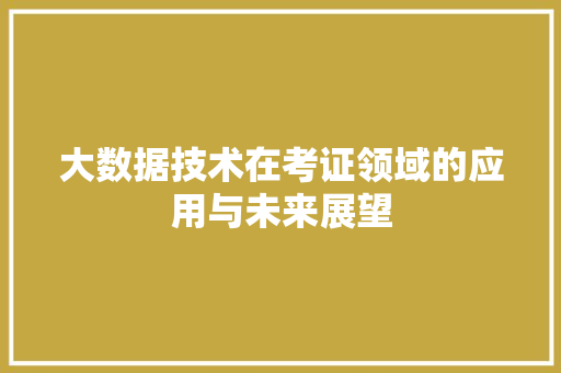 大数据技术在考证领域的应用与未来展望