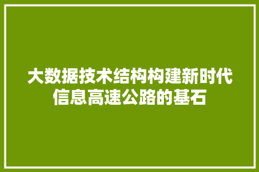 大数据技术结构构建新时代信息高速公路的基石