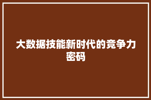 大数据技能新时代的竞争力密码 编程语言