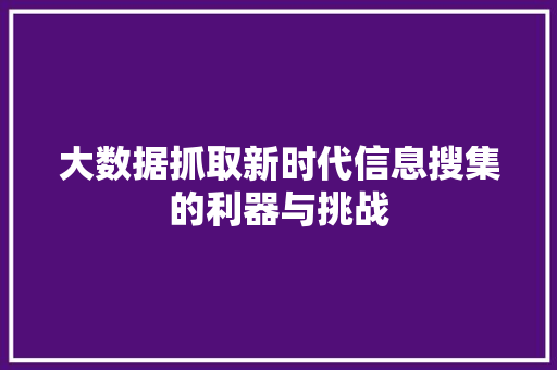 大数据抓取新时代信息搜集的利器与挑战 操作系统