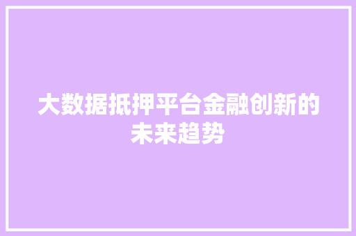 大数据抵押平台金融创新的未来趋势