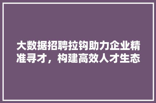 大数据招聘拉钩助力企业精准寻才，构建高效人才生态