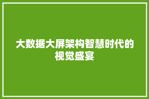 大数据大屏架构智慧时代的视觉盛宴