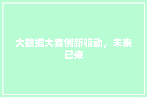大数据大赛创新驱动，未来已来