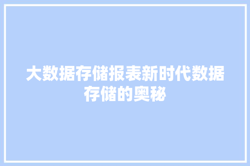 大数据存储报表新时代数据存储的奥秘