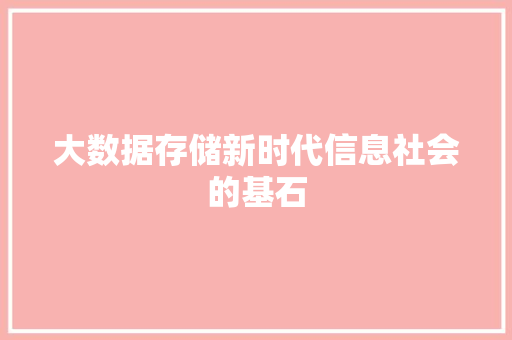 大数据存储新时代信息社会的基石
