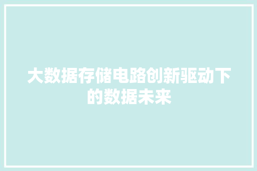 大数据存储电路创新驱动下的数据未来