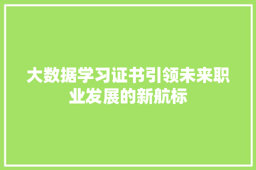 大数据学习证书引领未来职业发展的新航标