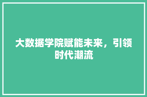 大数据学院赋能未来，引领时代潮流
