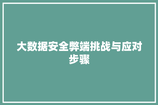 大数据安全弊端挑战与应对步骤 电脑配置