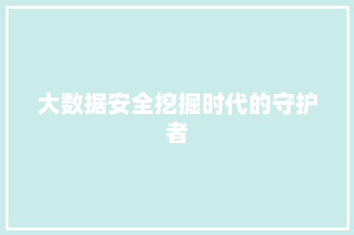大数据安全挖掘时代的守护者