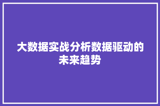 大数据实战分析数据驱动的未来趋势 操作系统