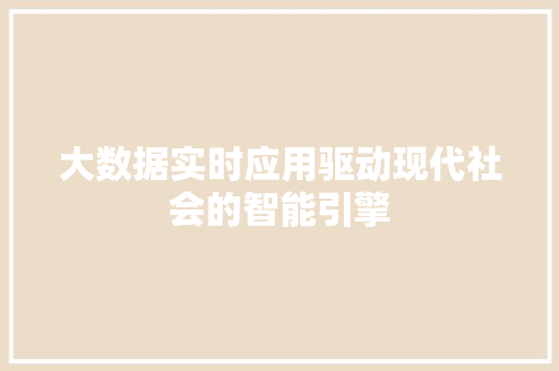 大数据实时应用驱动现代社会的智能引擎 编程语言