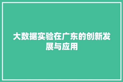 大数据实验在广东的创新发展与应用 电脑基础