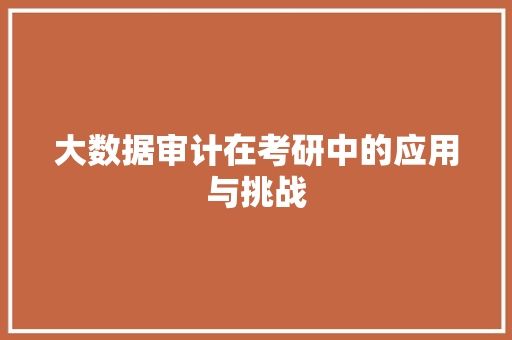 大数据审计在考研中的应用与挑战