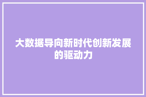 大数据导向新时代创新发展的驱动力