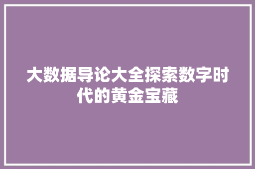 大数据导论大全探索数字时代的黄金宝藏
