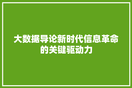 大数据导论新时代信息革命的关键驱动力