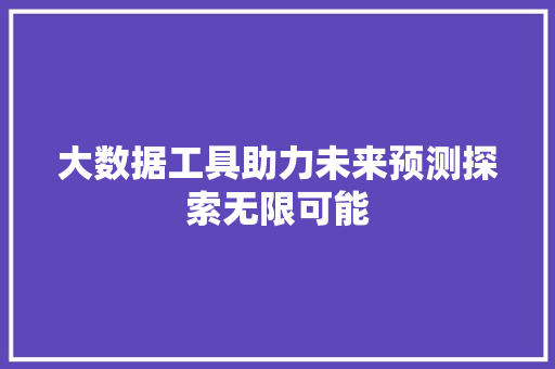 大数据工具助力未来预测探索无限可能 大数据工具助力未来预测探索无限可能
