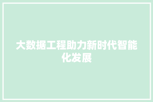 大数据工程助力新时代智能化发展