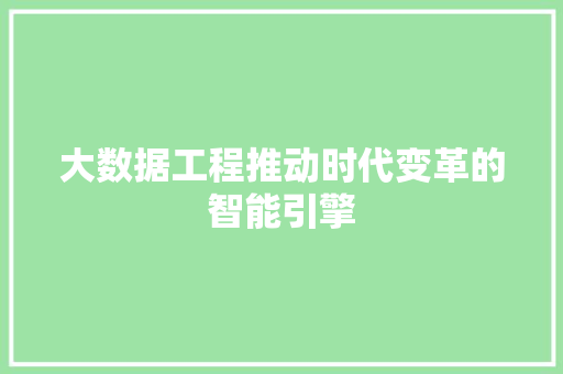 大数据工程推动时代变革的智能引擎