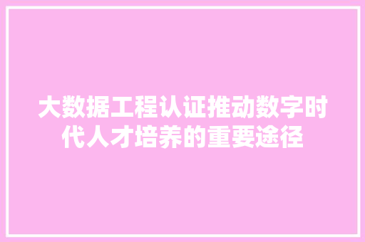 大数据工程认证推动数字时代人才培养的重要途径