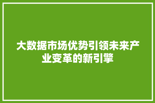 大数据市场优势引领未来产业变革的新引擎