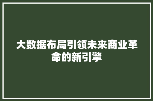 大数据布局引领未来商业革命的新引擎 编程语言 大数据布局引领未来商业革命的新引擎 编程语言