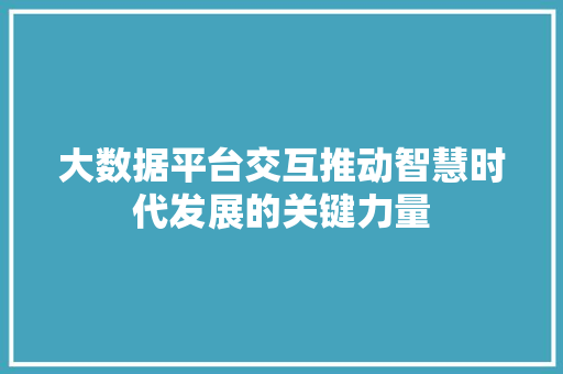 大数据平台交互推动智慧时代发展的关键力量