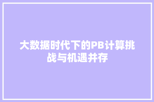 大数据时代下的PB计算挑战与机遇并存