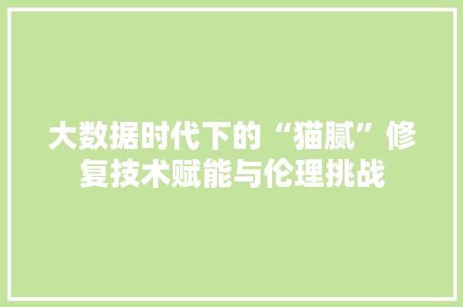 大数据时代下的“猫腻”修复技术赋能与伦理挑战