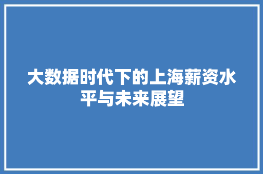 大数据时代下的上海薪资水平与未来展望 电脑配置 大数据时代下的上海薪资水平与未来展望 电脑配置