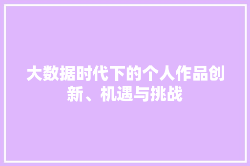 大数据时代下的个人作品创新、机遇与挑战 电脑基础