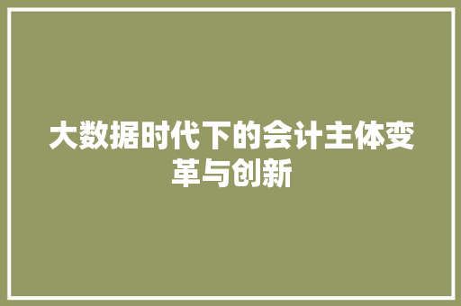 大数据时代下的会计主体变革与创新 网络技术 大数据时代下的会计主体变革与创新 网络技术