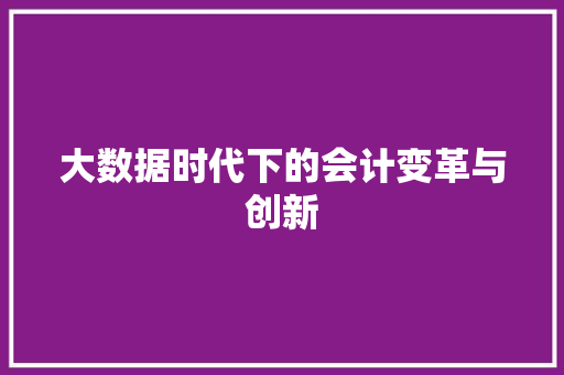 大数据时代下的会计变革与创新