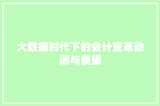 大数据时代下的会计变革动画与展望