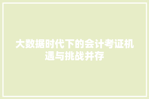 大数据时代下的会计考证机遇与挑战并存 编程语言