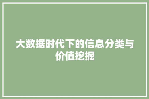 大数据时代下的信息分类与价值挖掘 编程语言