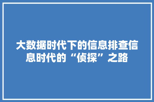 大数据时代下的信息排查信息时代的“侦探”之路 编程语言