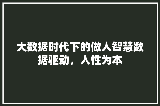 大数据时代下的做人智慧数据驱动，人性为本