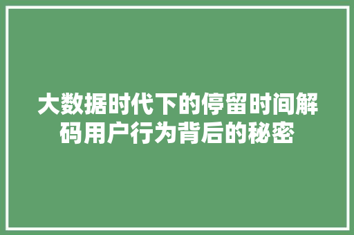大数据时代下的停留时间解码用户行为背后的秘密