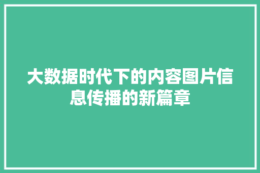 大数据时代下的内容图片信息传播的新篇章